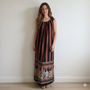 John Warden For Molyclaire Sz M Vintage 70s Printed India Maxi Dress